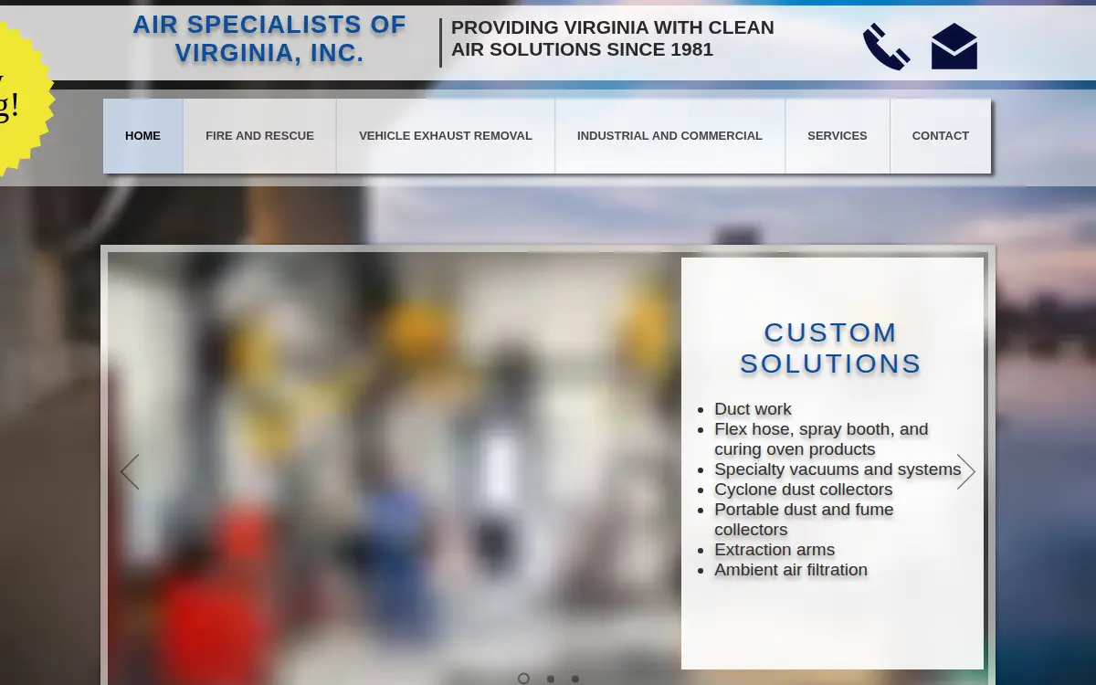 Homepage of Air Specialists of Virginia INC