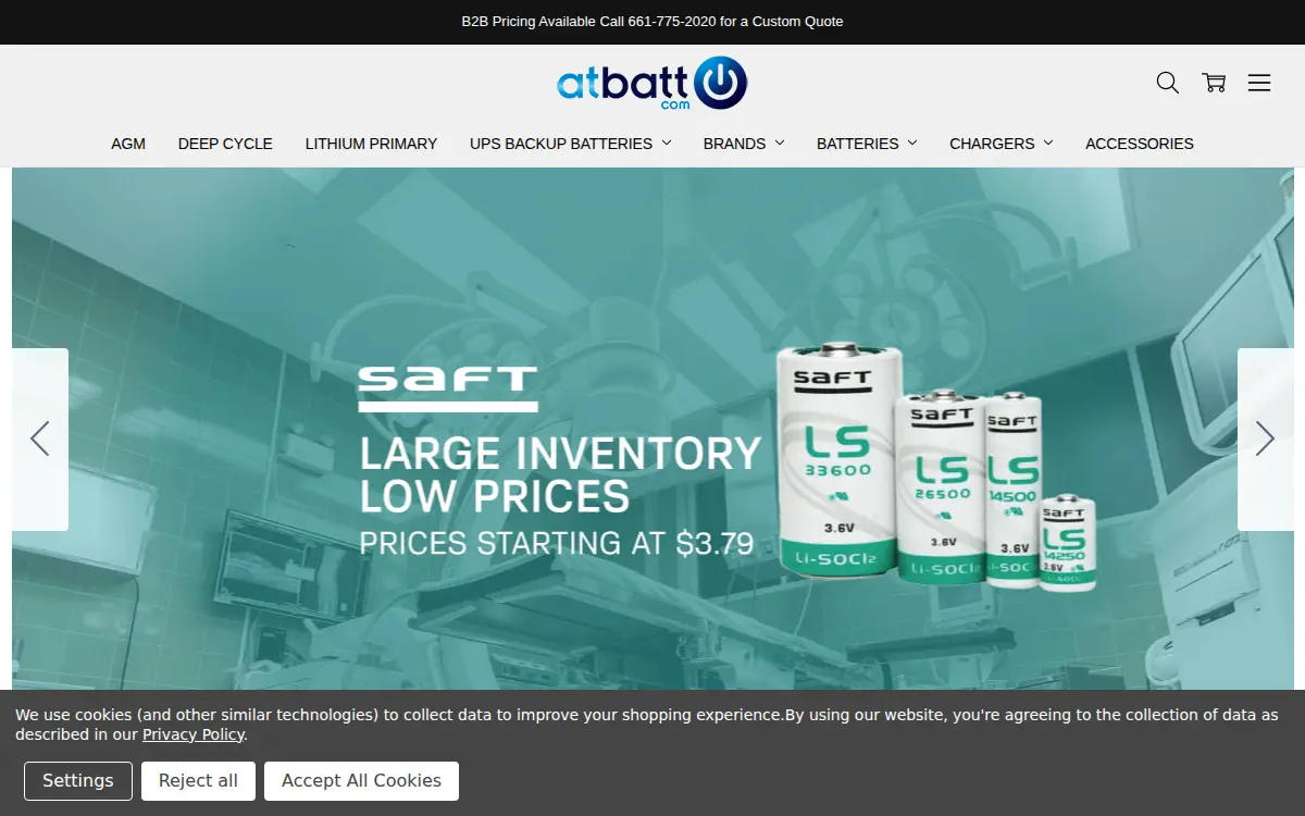 Homepage of At Battery Company, INC.