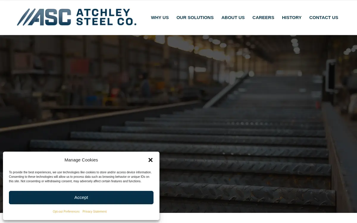 Homepage of Atchley Steel Company, INC.