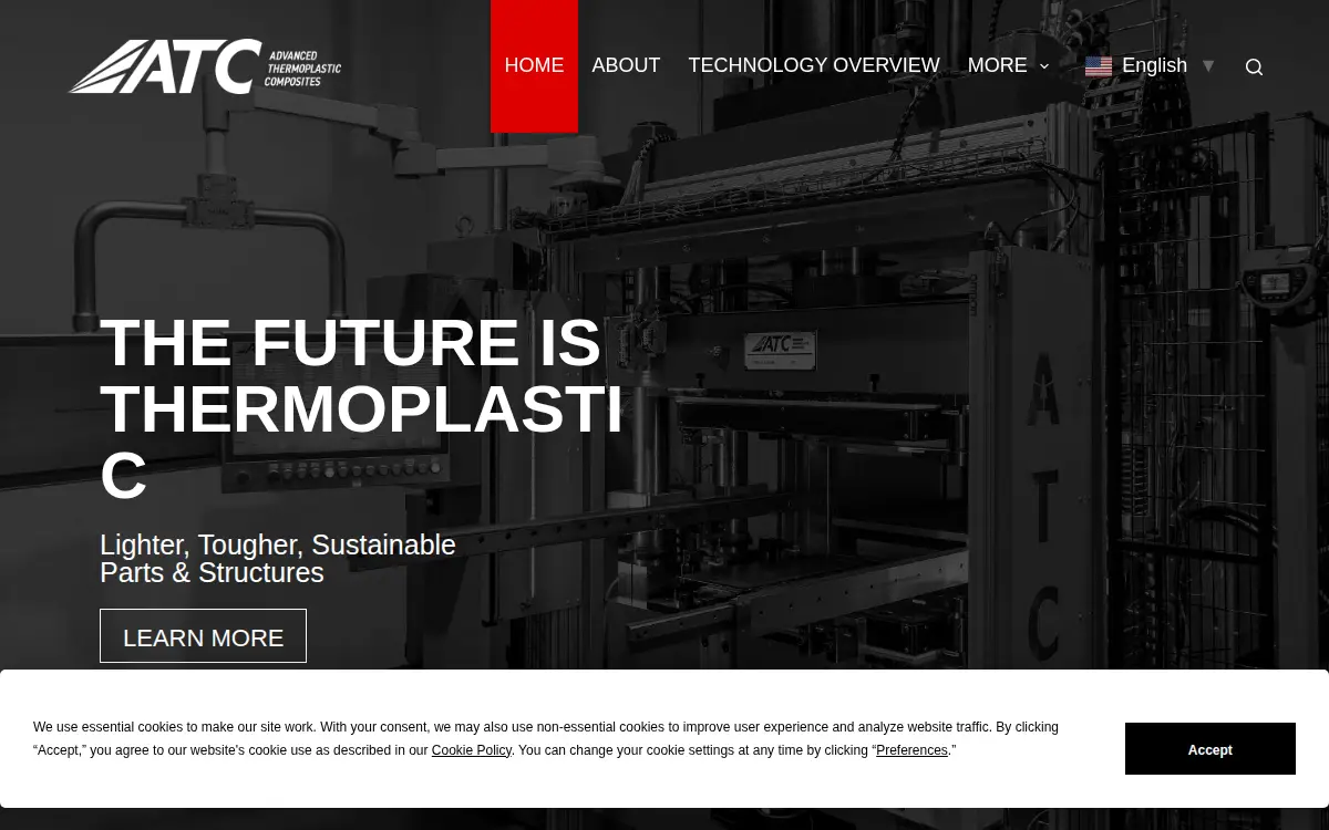 Homepage of Advanced Thermoplastic Composites LLC
