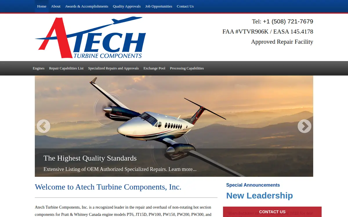 Homepage of Atech Turbine Components INC