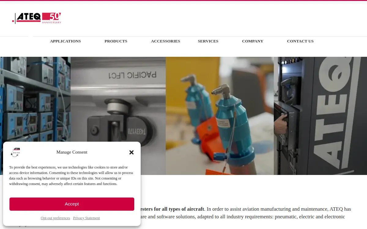 Homepage of Ateq Corporation