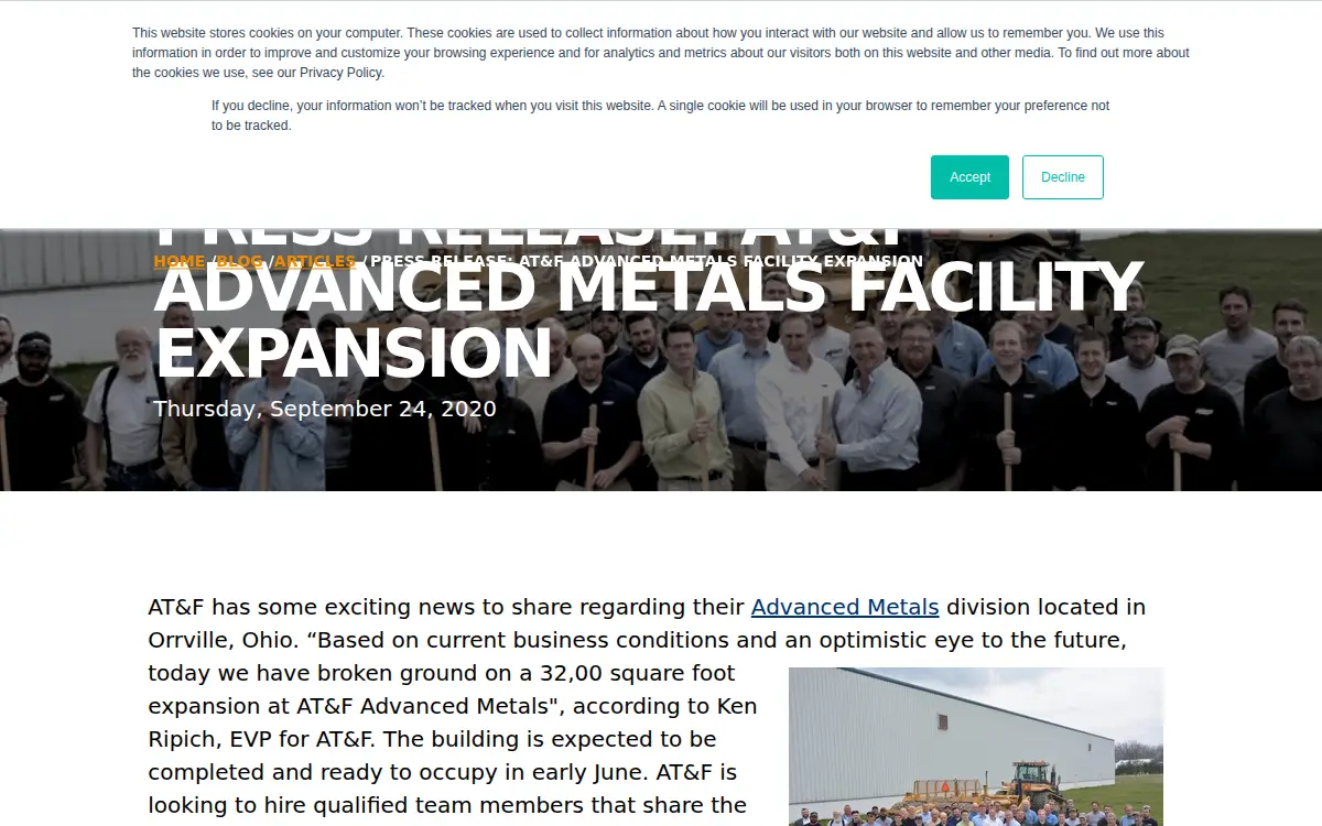 Homepage of The American Tank & Fabricating Company