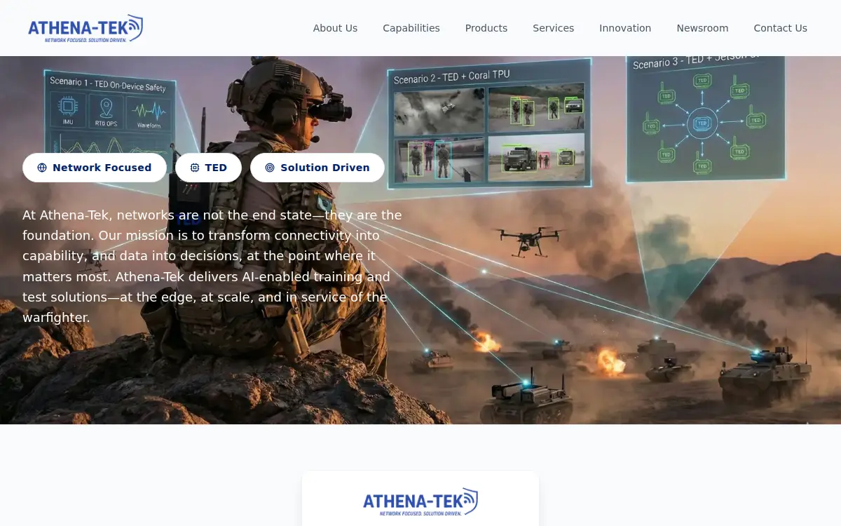 Homepage of Athena Technologies LLC
