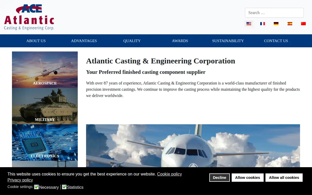 Homepage of Atlantic Casting & Engineering CORP