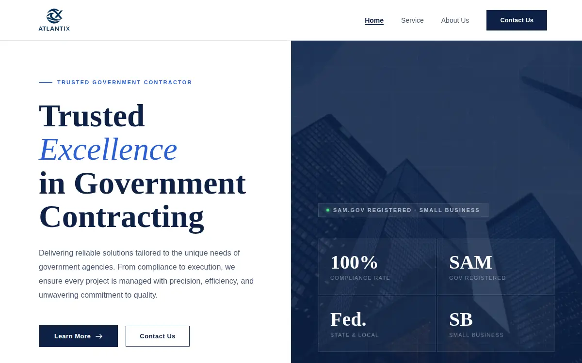 Homepage of Atlantix LLC