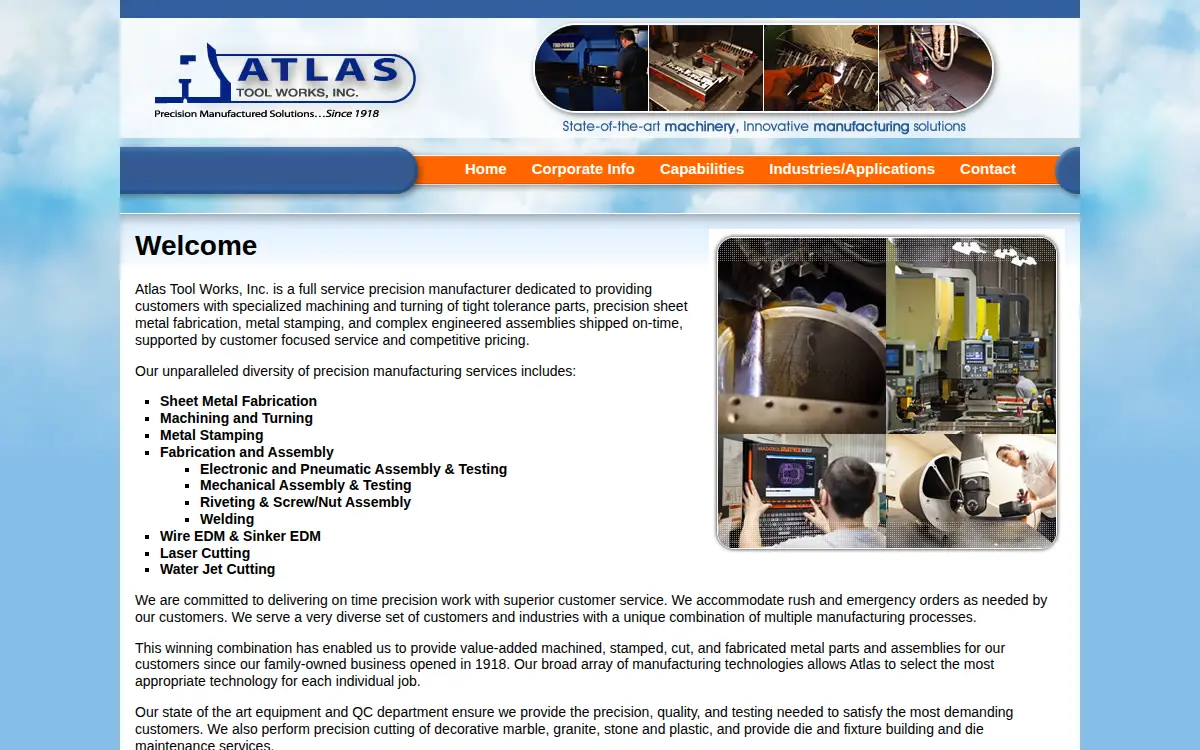 Homepage of Atlas Tool & Die Works INC