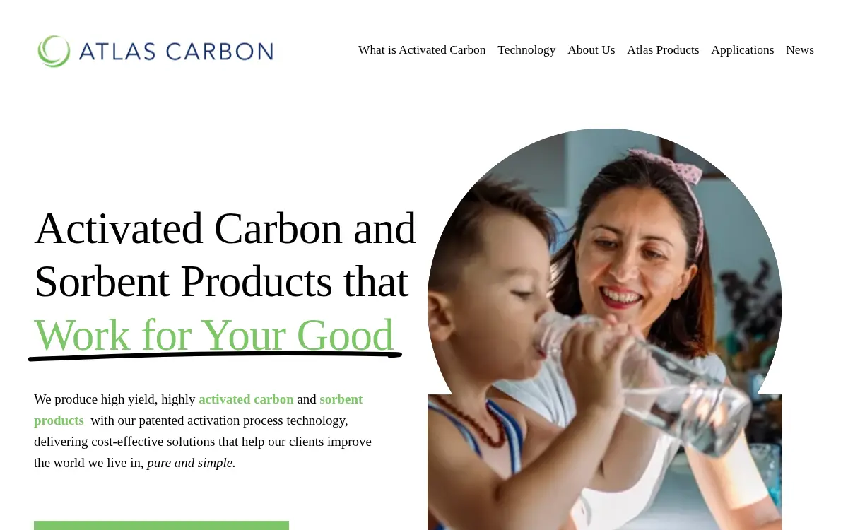 Homepage of Atlas Carbon, LLC