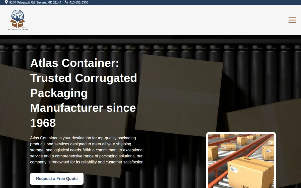 Homepage of Atlas Container Corporation