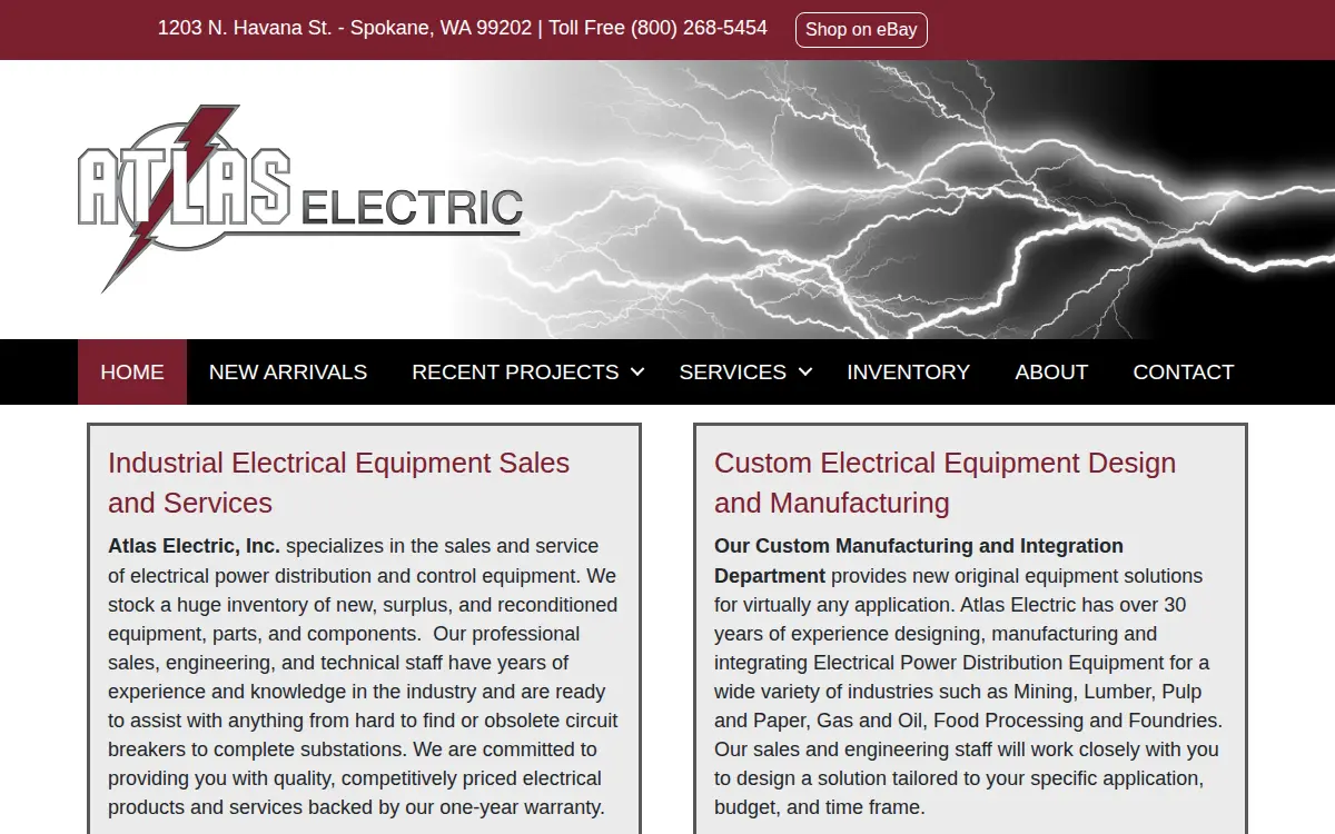 Homepage of Atlas Electric, INC.