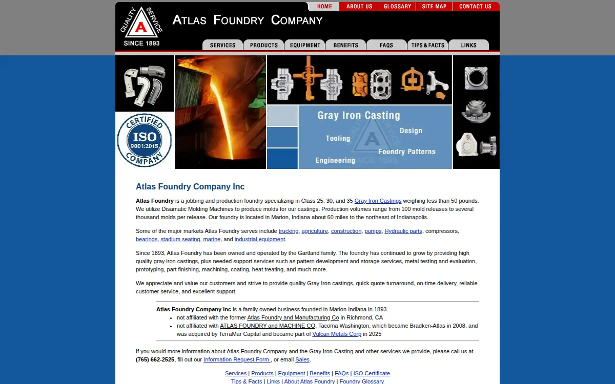 Homepage of Atlas Foundry Company INC