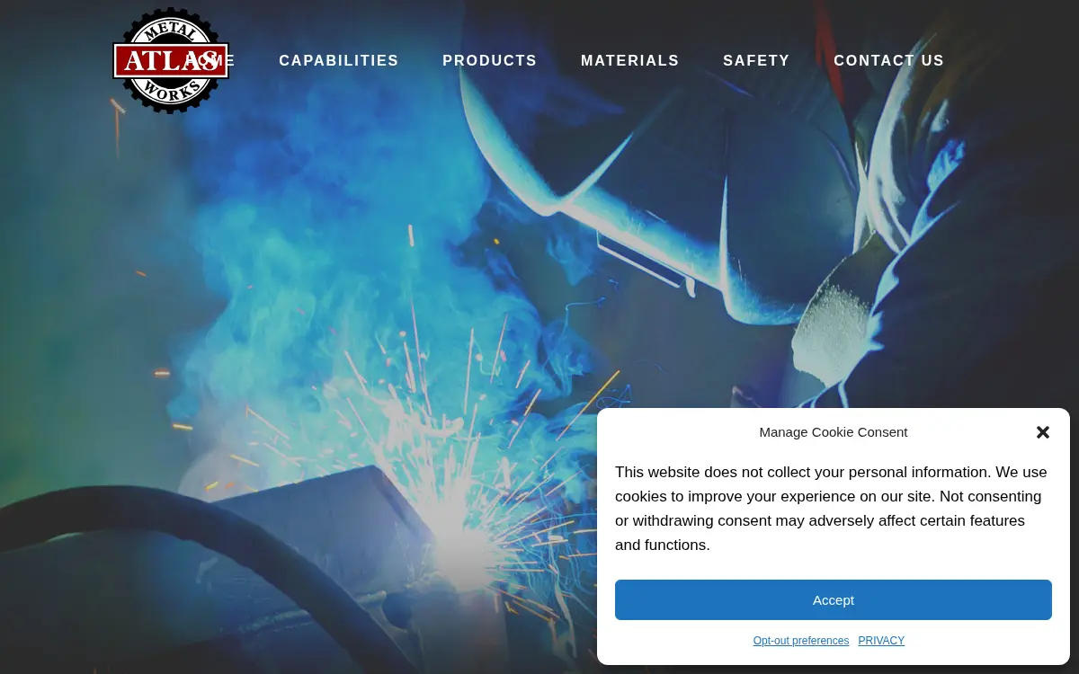 Homepage of Atlas Metal Works LLC