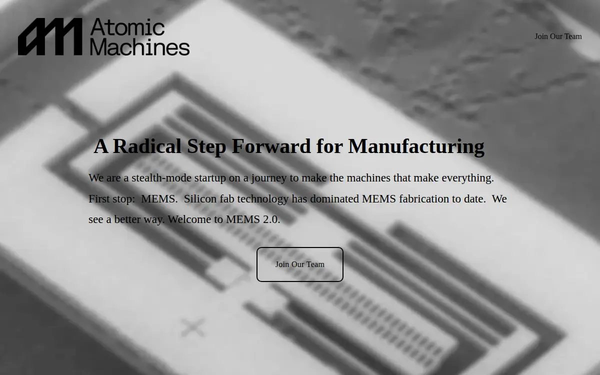 Homepage of Atomic Machines, INC.