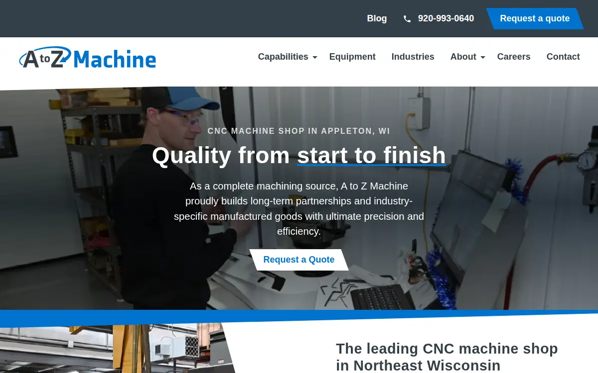 Homepage of A to Z Machine Co, INC