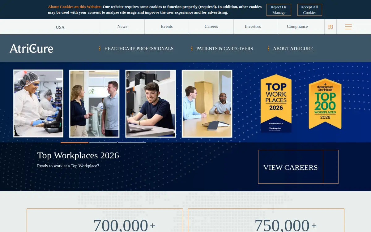 Homepage of Atricure INC.