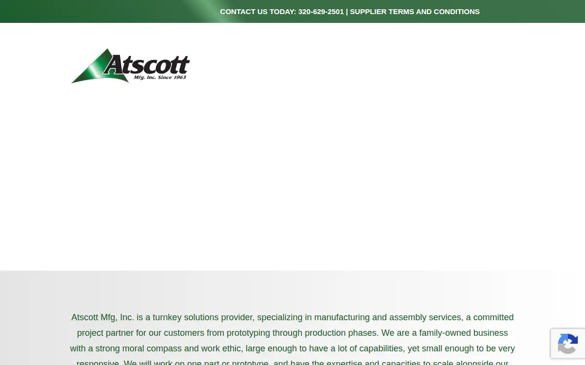 Homepage of Atscott Mfg, INC.