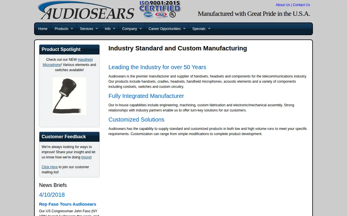 Homepage of Audiosears CORP