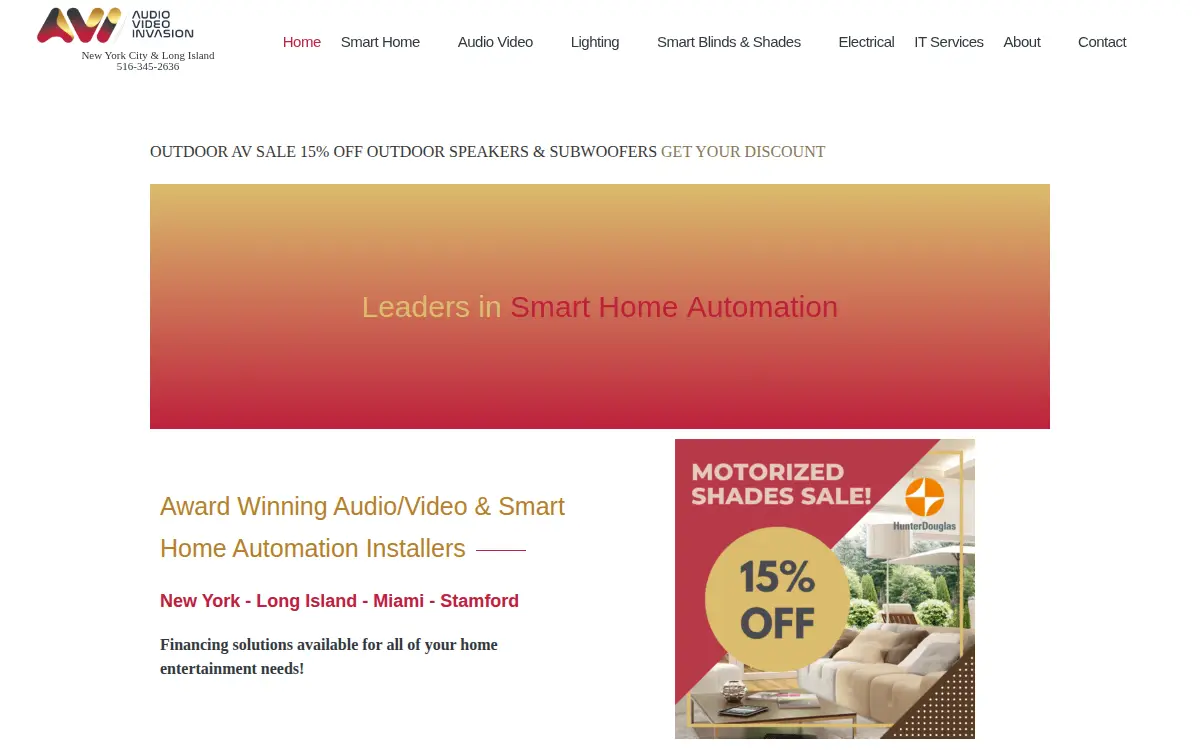 Homepage of Audio Video Invasion INC.
