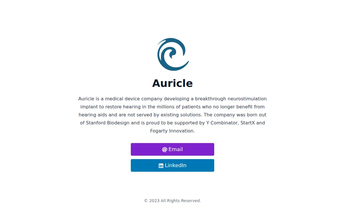 Homepage of Auricle Health INC