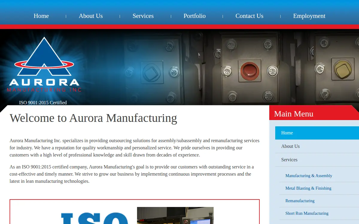 Homepage of Aurora Manufacturing INC