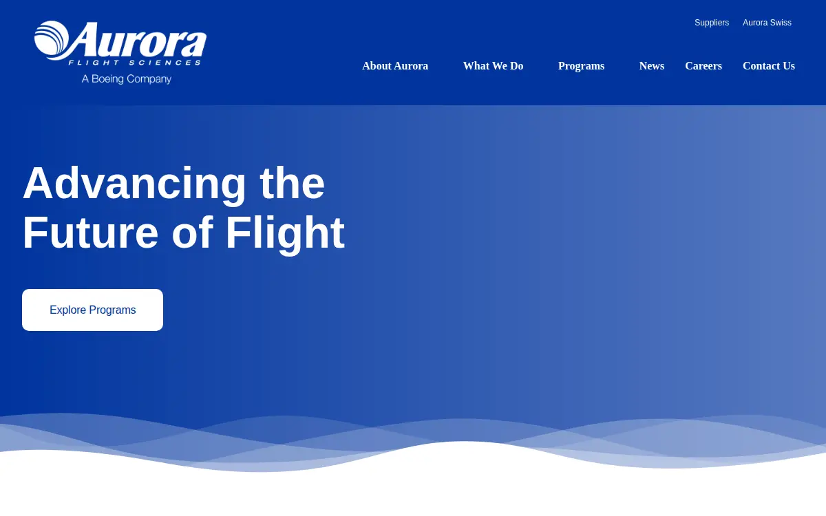 Homepage of Aurora Flight Sciences Corporation