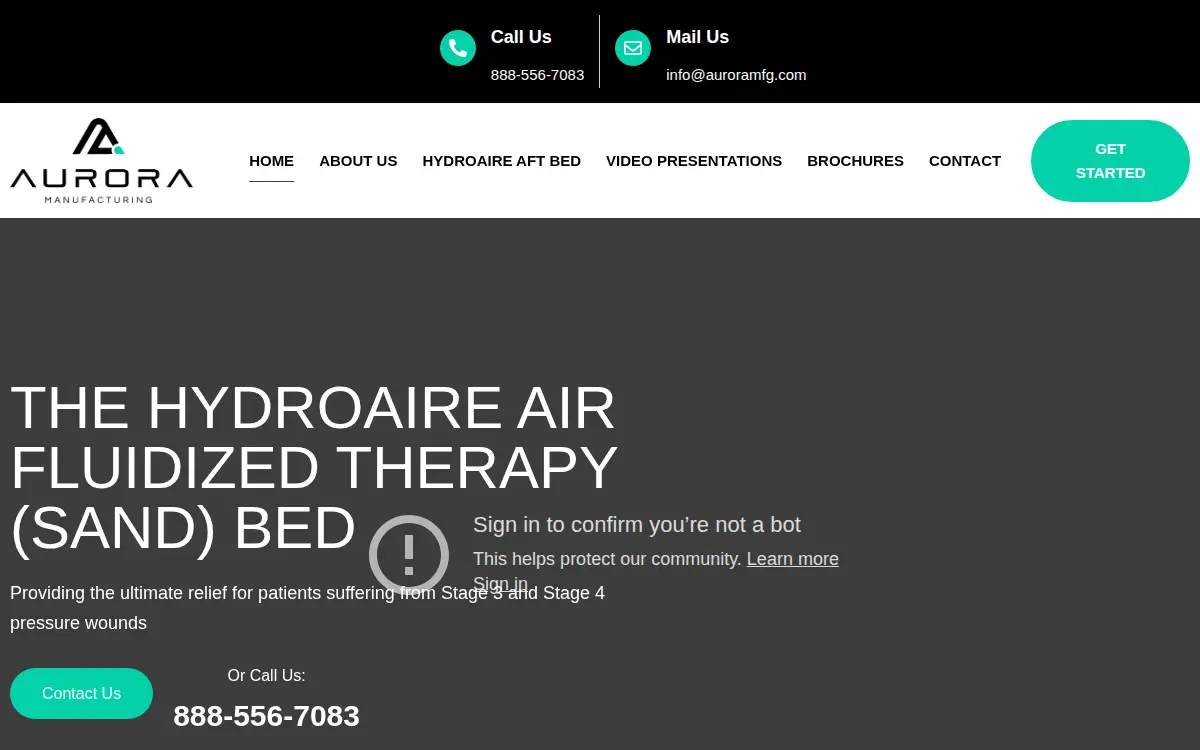 Homepage of Aurora Manufacturing, LLC
