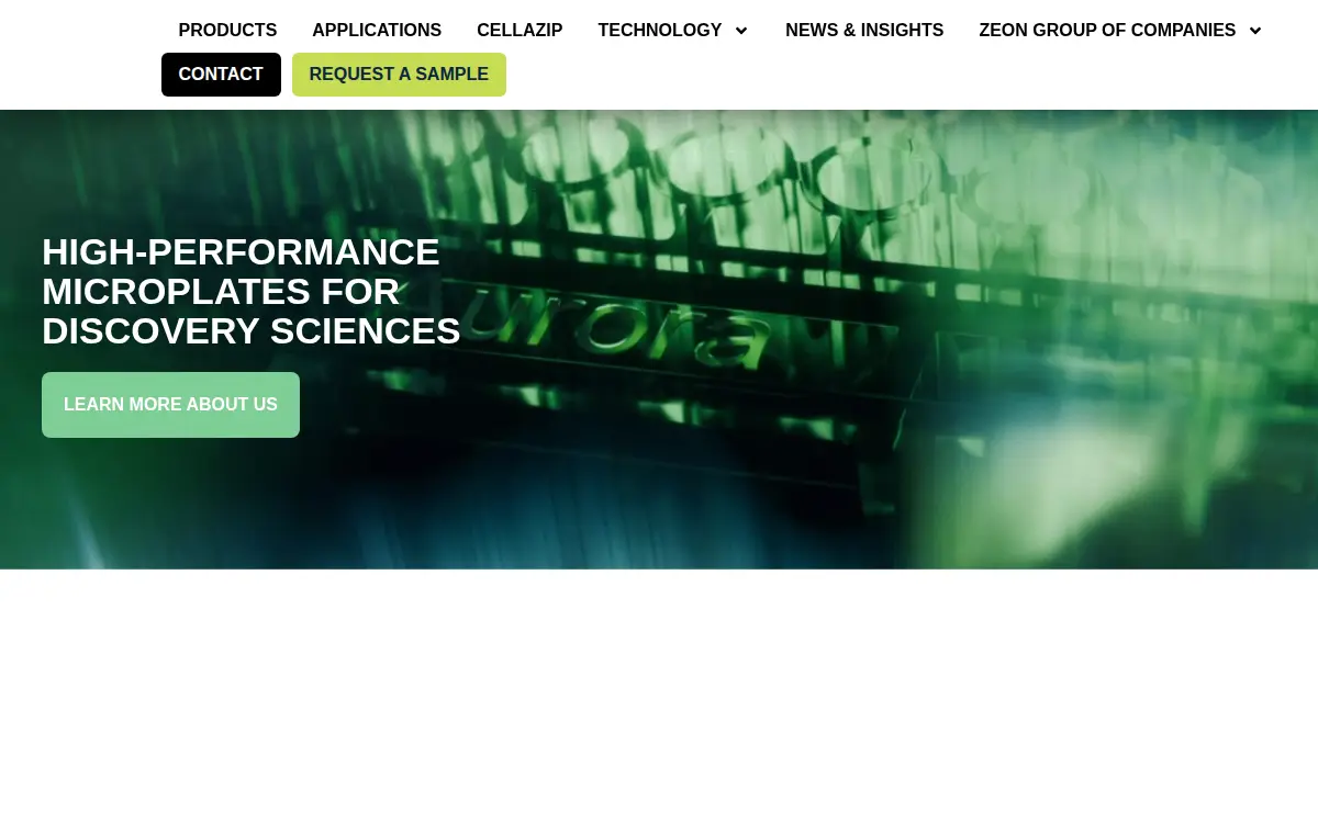 Homepage of Aurora Microplates, LLC