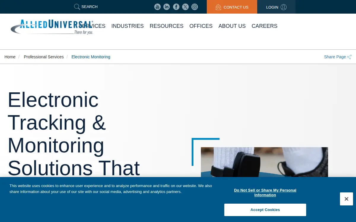 Homepage of Allied Universal Electronic Monitoring Us, INC.