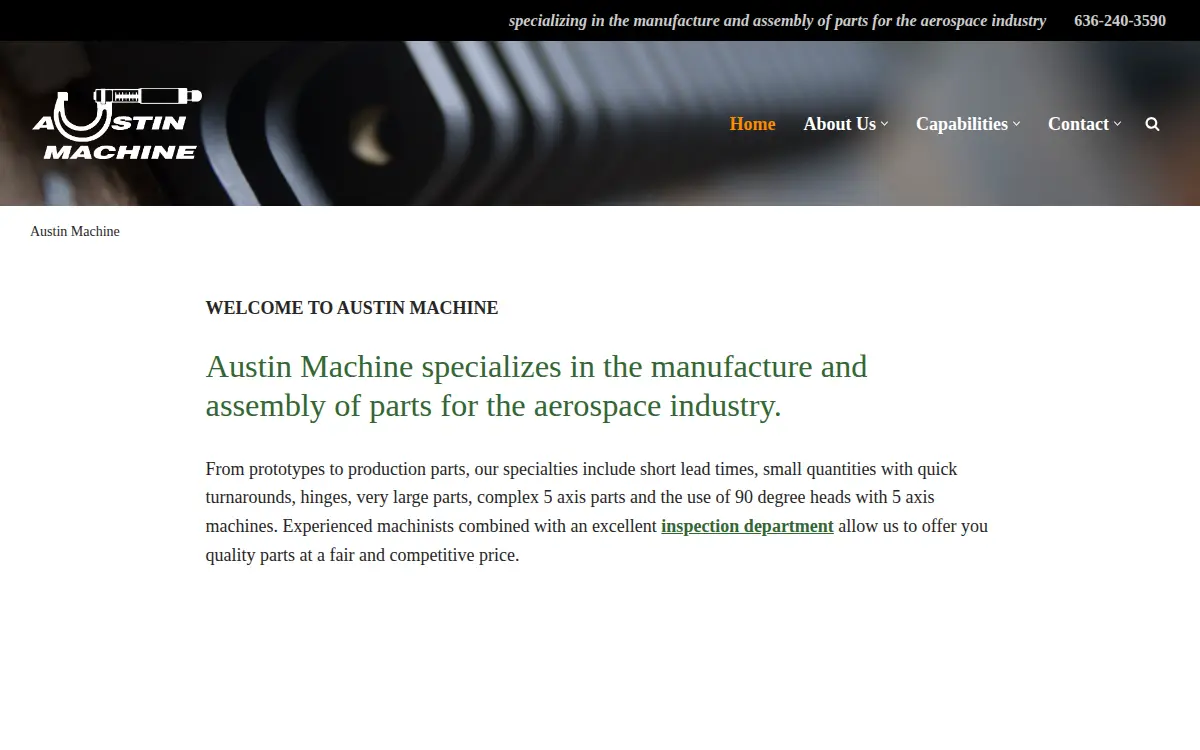 Homepage of Austin Machine CO
