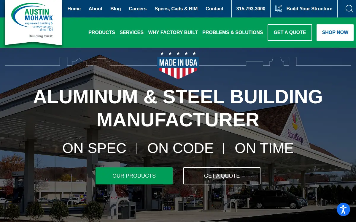 Homepage of Austin Mohawk and Company, LLC