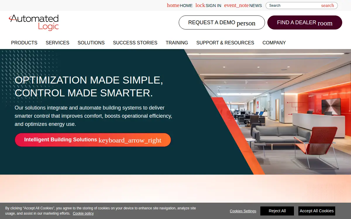 Homepage of Automated Logic Corporation
