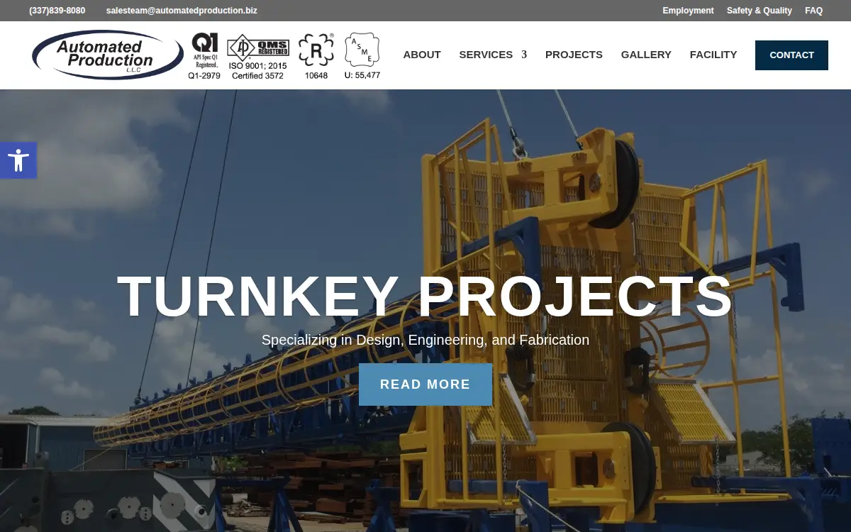 Homepage of Automated Production, L.l.c