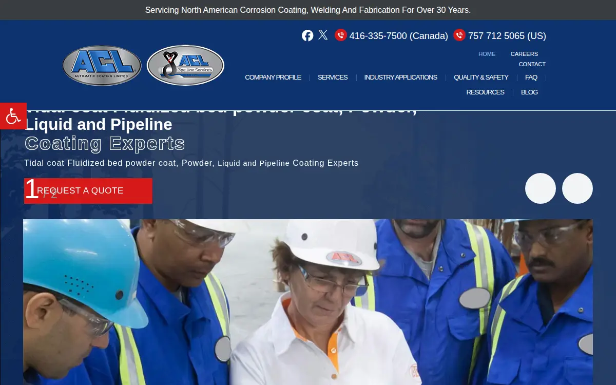 Homepage of Automatic Coating Limited USA