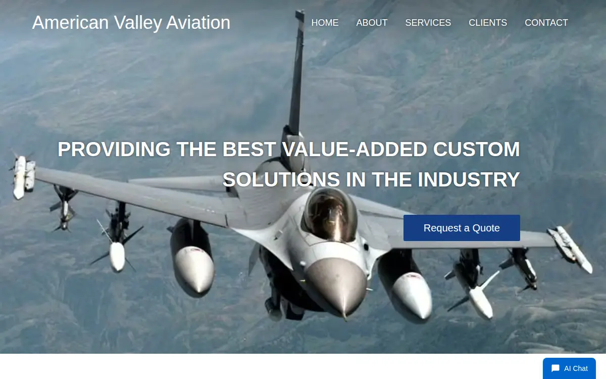 Homepage of American Valley Aviation, INC.