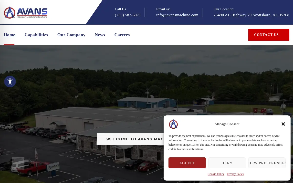 Homepage of Avans Machine, INC