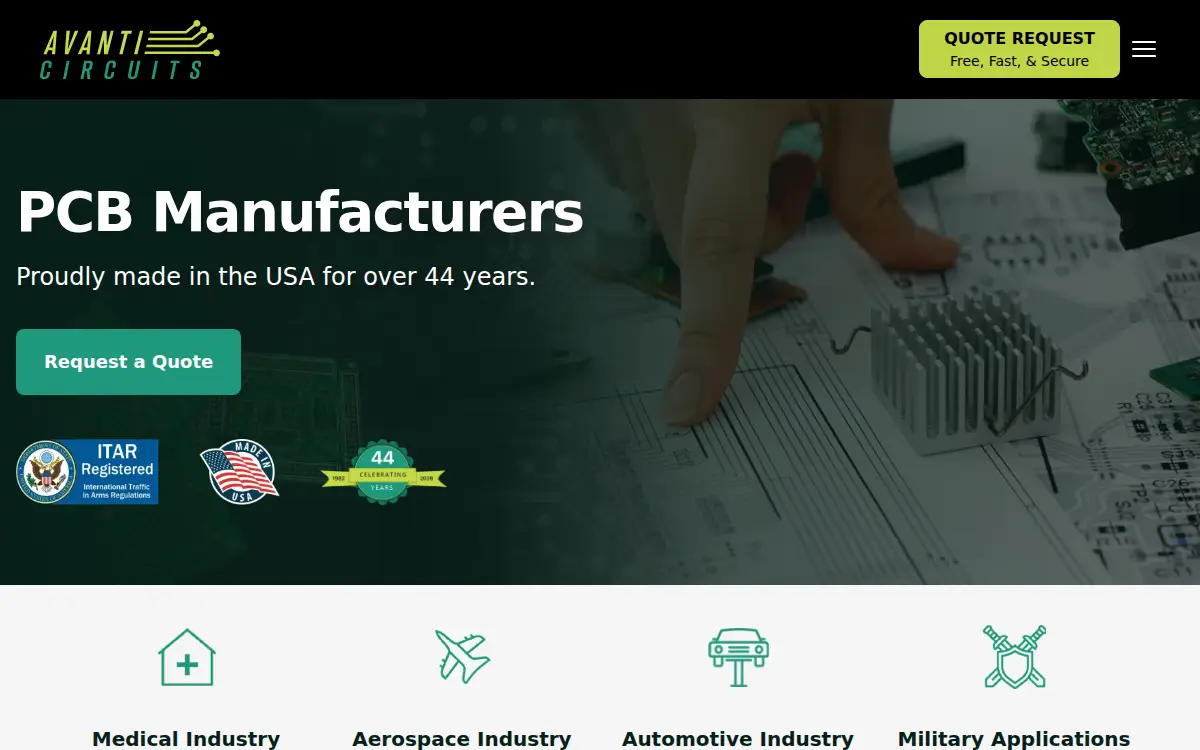 Homepage of Avanti Circuits INC