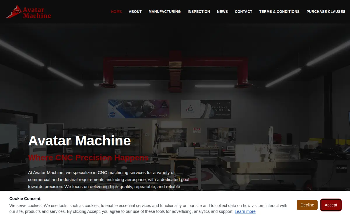 Homepage of Avatar Machine, LLC
