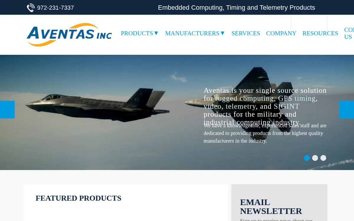 Homepage of Aventas INC.