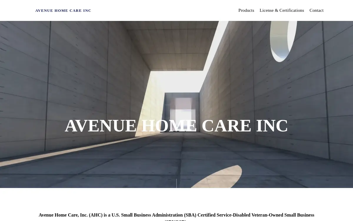 Homepage of Avenue Home Care, INC