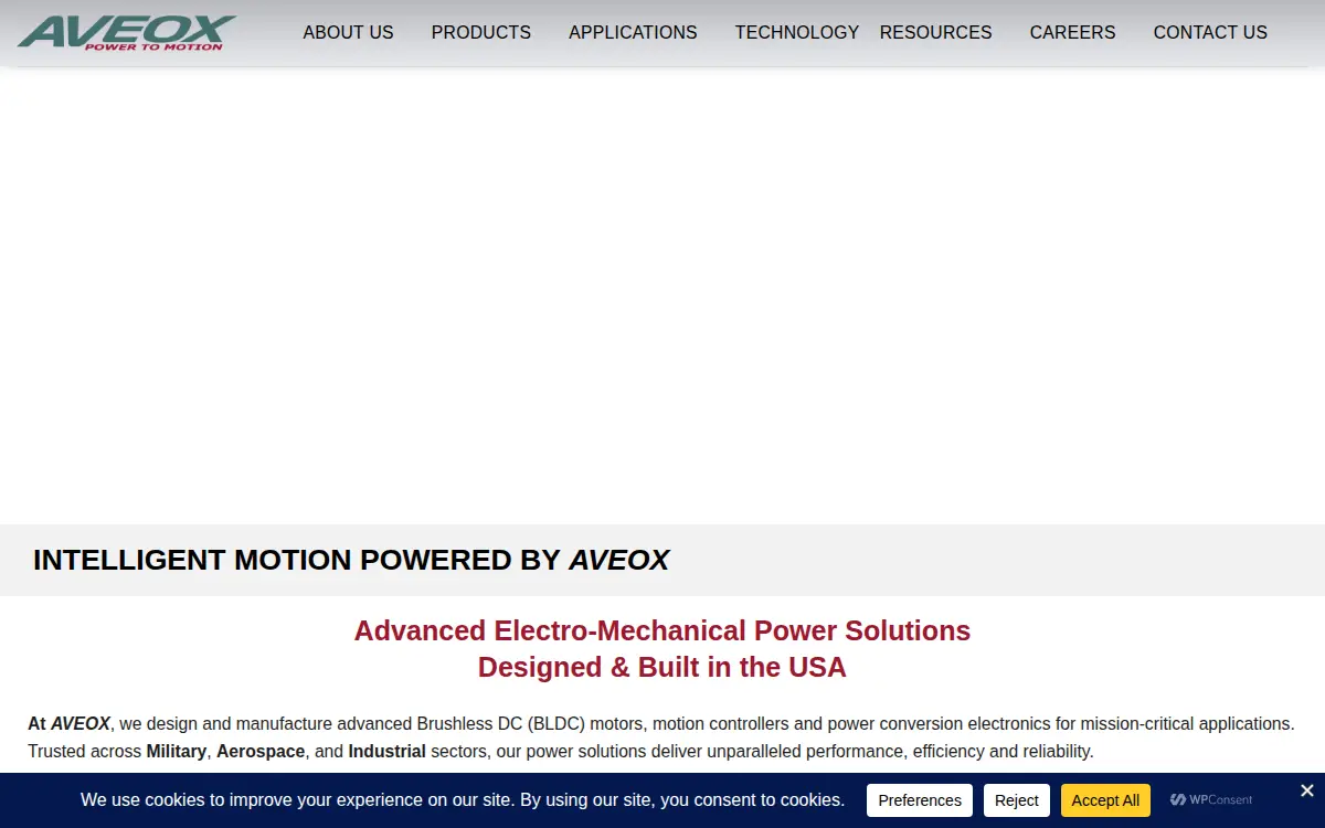 Homepage of Aveox, INC.