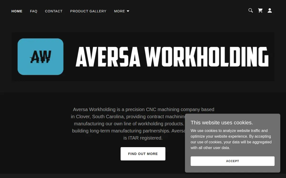 Homepage of Aversa Workholding LLC