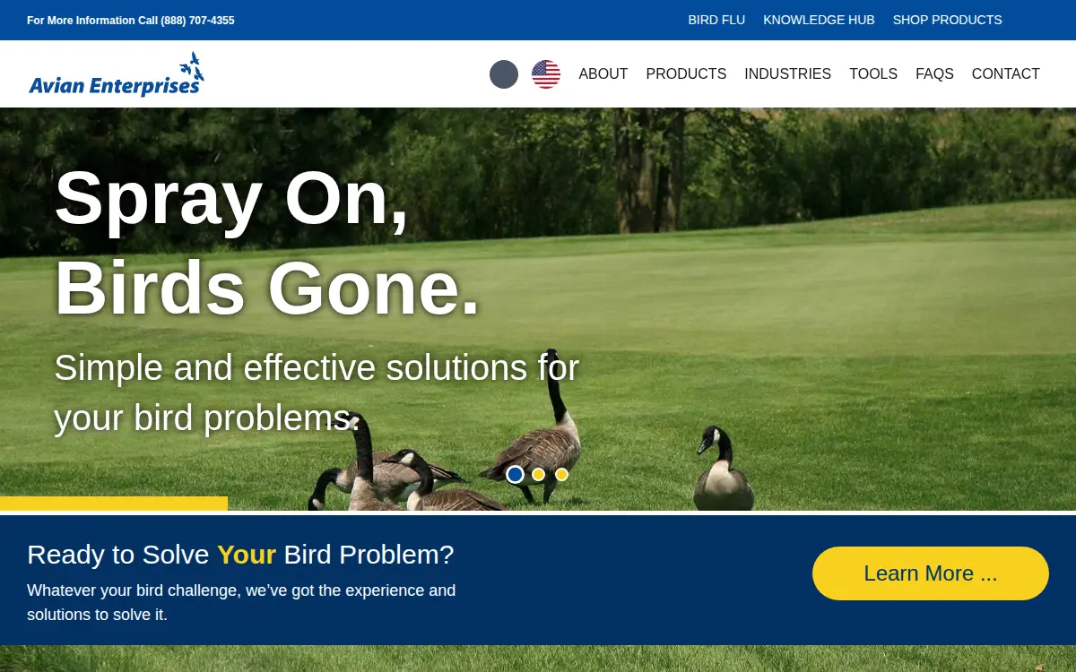 Homepage of Avian Enterprises, LLC