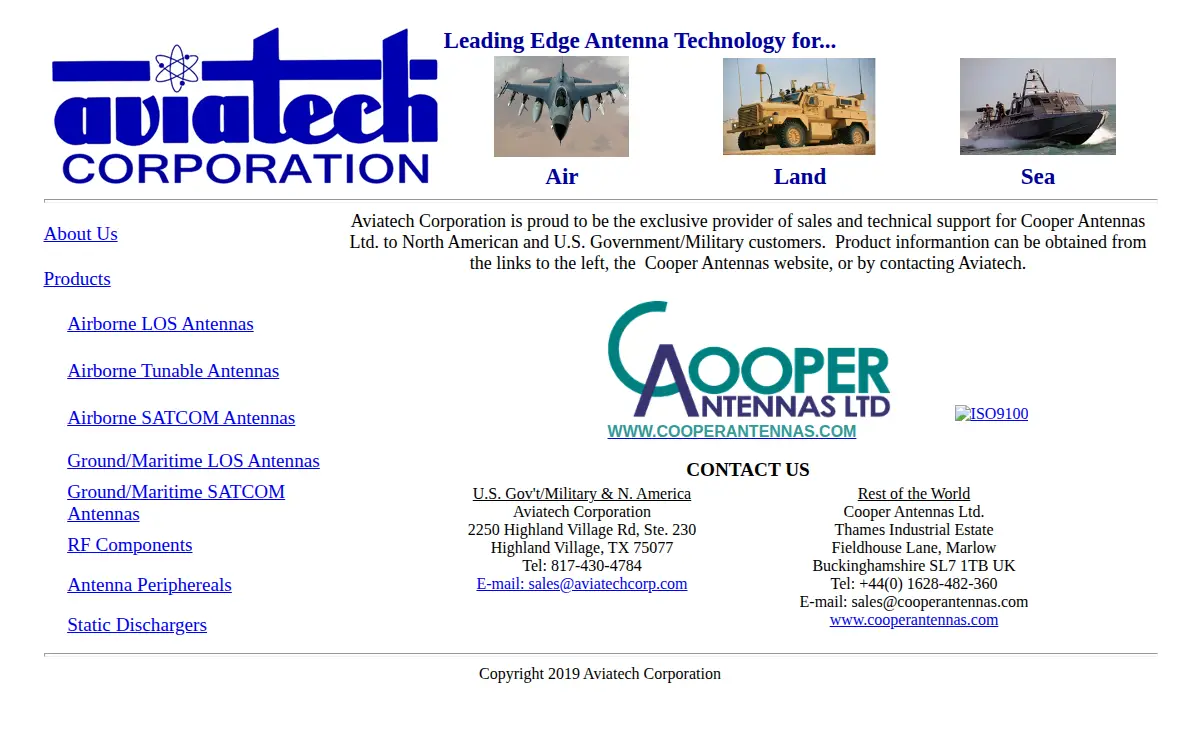 Homepage of Aviatech Corporation