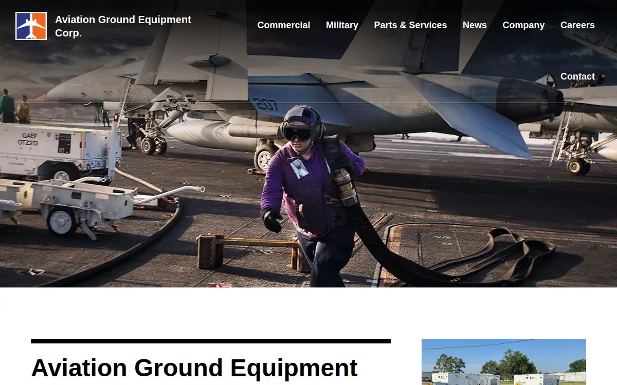 Homepage of Aviation Ground Equipment CORP