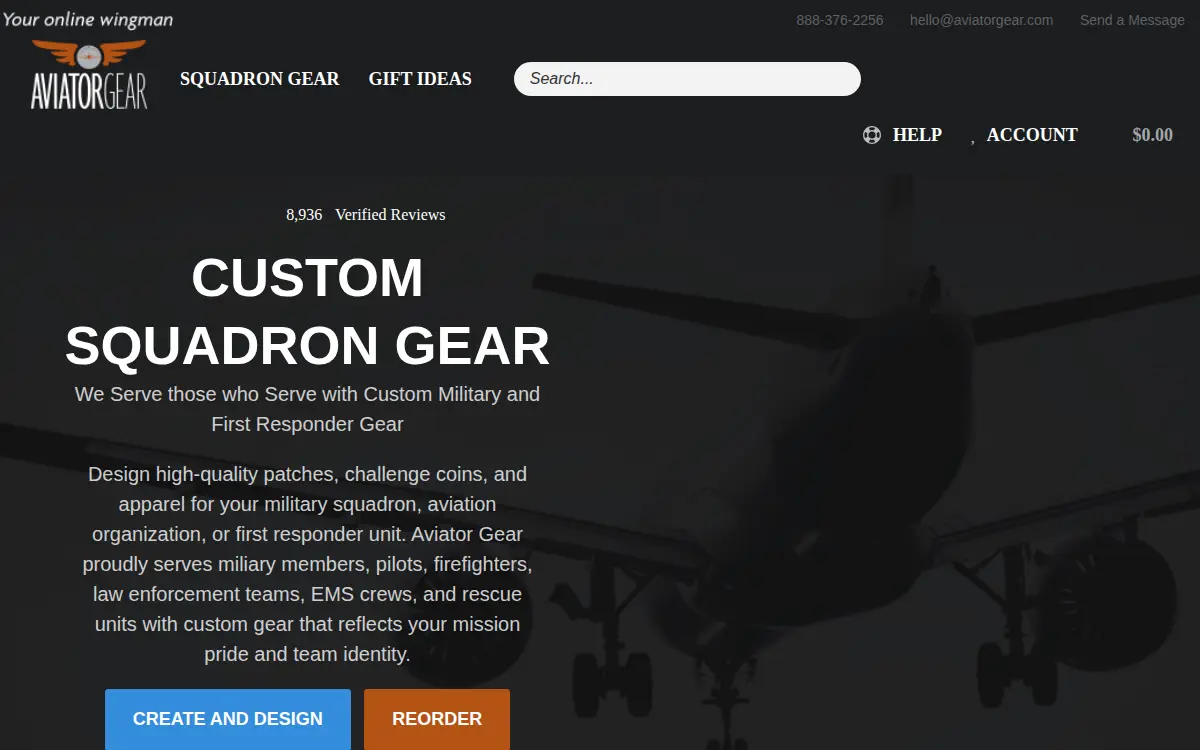 Homepage of Aviator Gear, INC