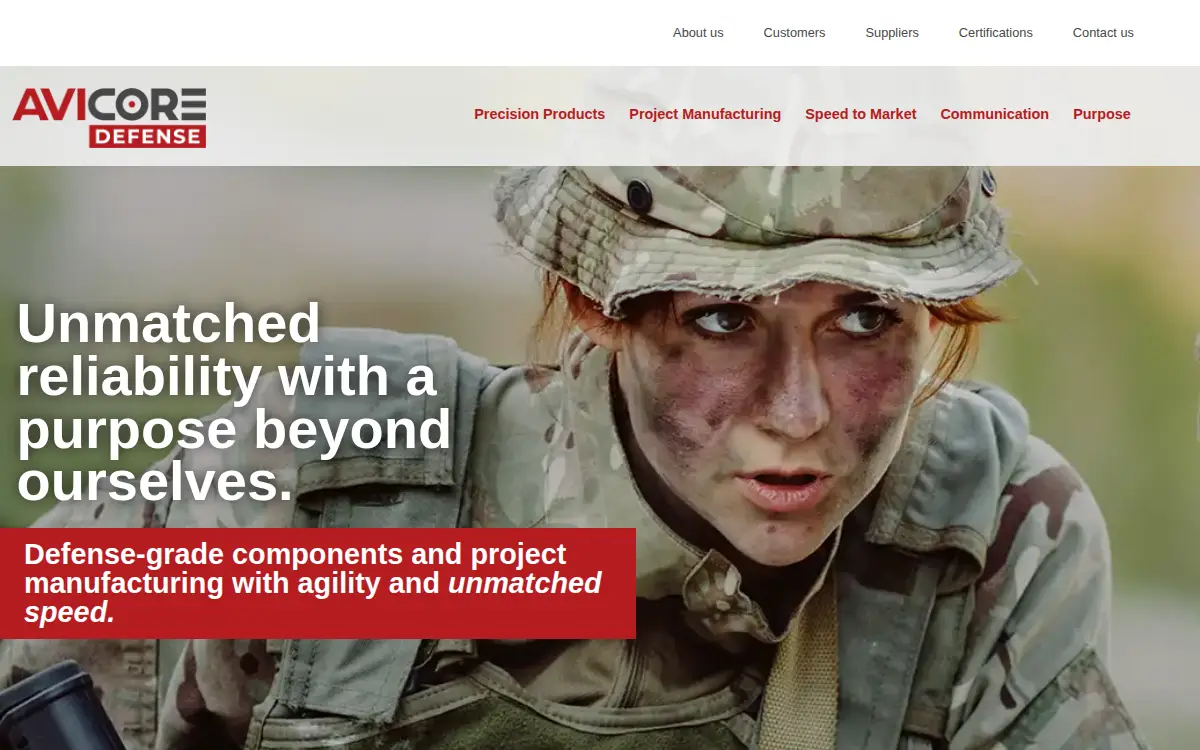 Homepage of Avicore Defense INC.