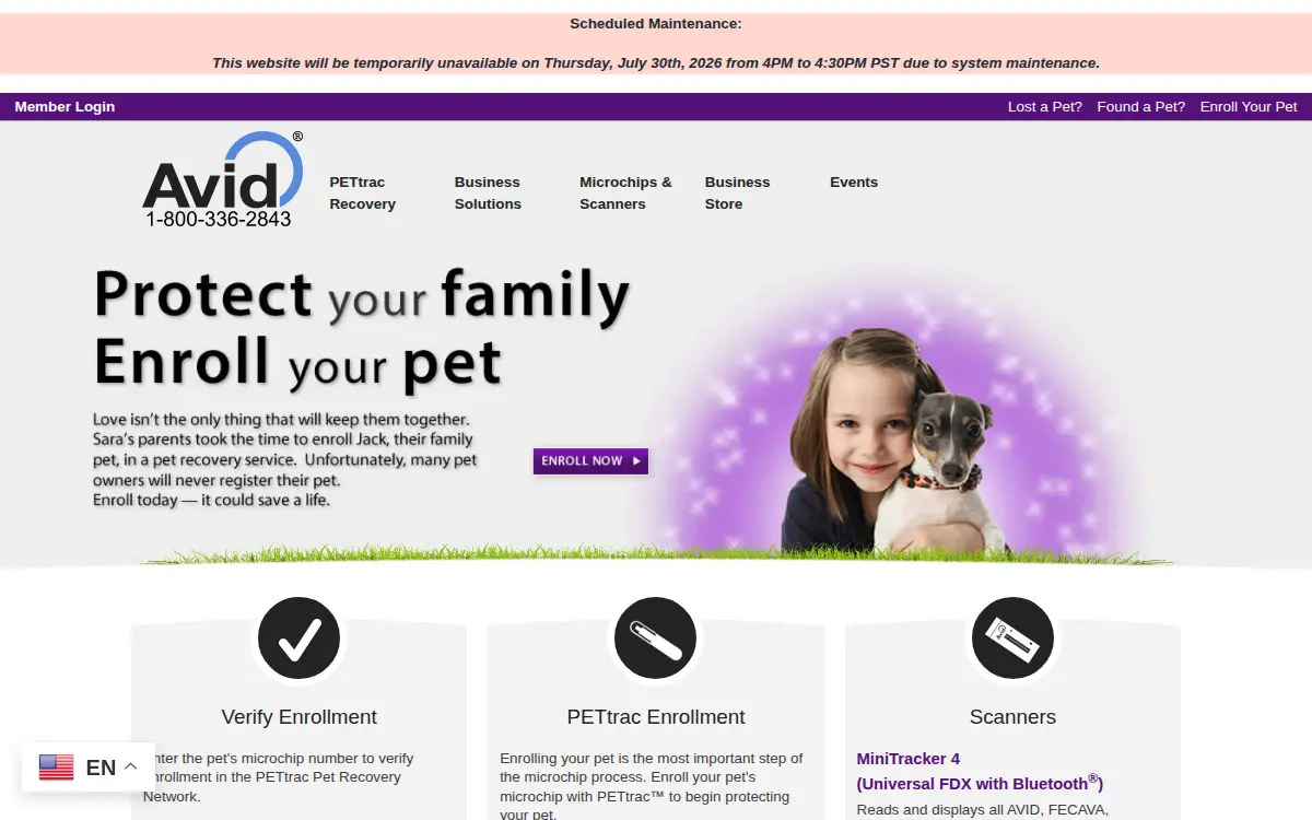 Homepage of Avid Identification Systems, INC