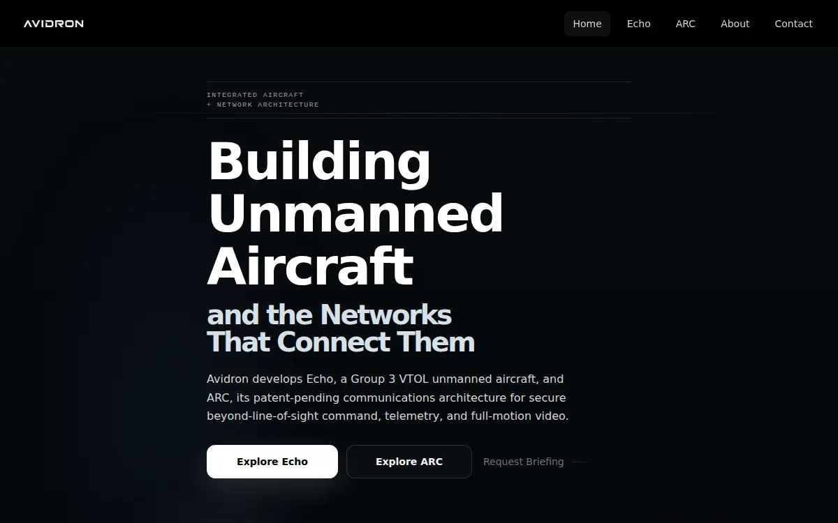 Homepage of Avidron Uas