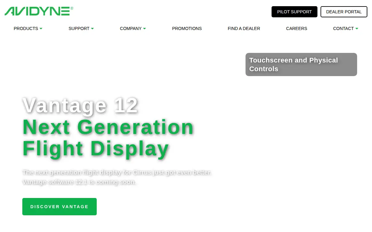 Homepage of Avidyne Corporation