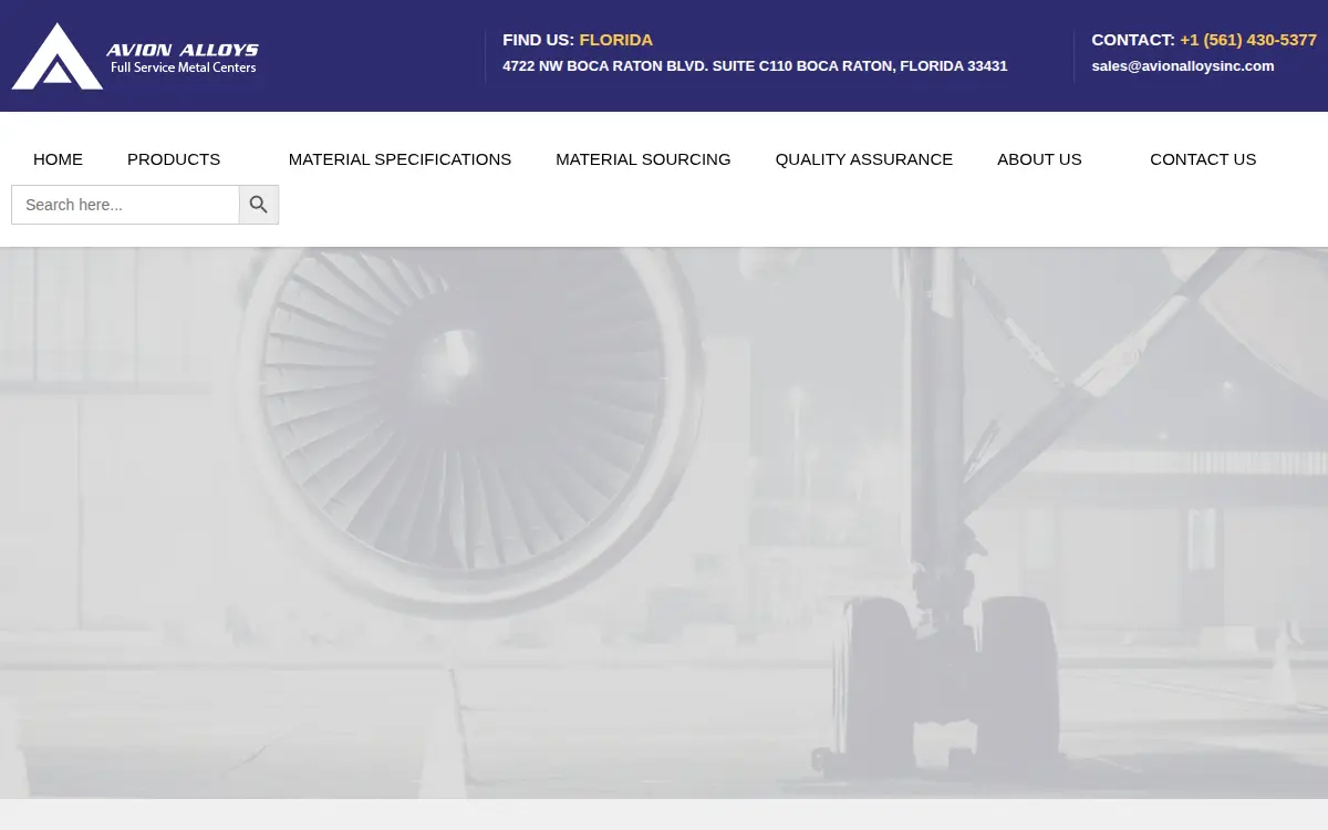 Homepage of Avion Alloys INC.